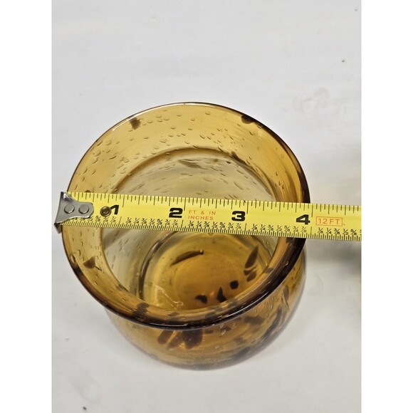 LARGE Hand Blown Bright Amber and Black Candleholders, Bubbles - Picture 7 of 10